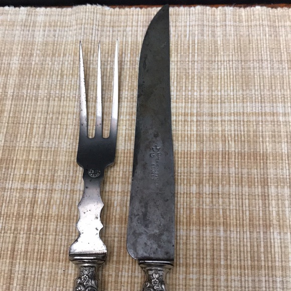 Carving Knife & Fork silver bone - Picture 3 of 4